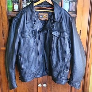 Classic Leather Gear heavy black leather vented biker jacket size 4X